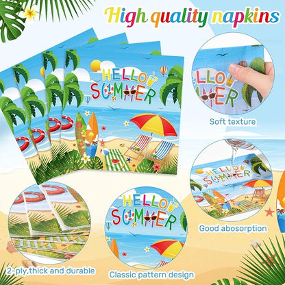 Pickmesh 250 Pcs Hello Summer Plates Napkins and Cups Beach Party Decorations - Image 4