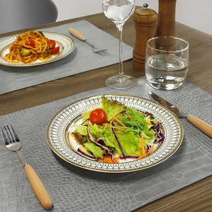 Set of 6 Faux Leather Placemats, PU Table Mats, Waterproof, Stain Resistant, Heat Resistant, Easy to Clean for Kitchen Dining Table,Conference Table