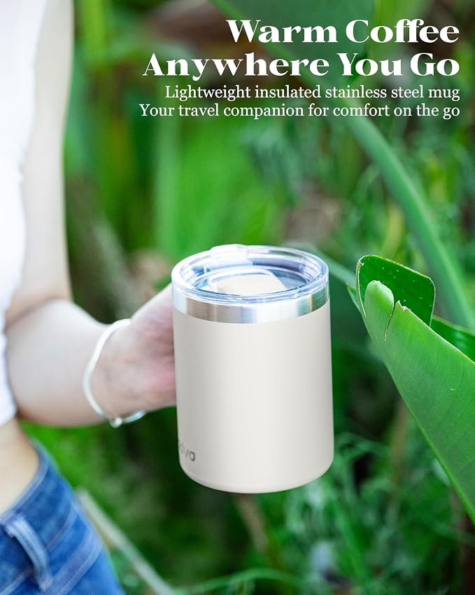 12oz Insulated Coffee Mug with Lid – Includes Two Lids, Stainless Steel Coffee - Image 9