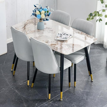 Small Dining Table Set for 4, Dining Room Table Set for 4, Sintered Stone Kitchen Table Top and Modern Chairs Set of 4 for Kitchen Dining Room, Small Space