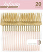 PlasticPro 20 Count Gold and Pink Plastic Salad Forks Premium Quality Heavy Duty Disposable Elegant Silverware Two Tone Salad Forks for Party