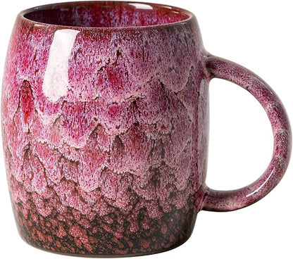 Roseate Nebula Ceramic Coffee Mug - 14 oz Unique Reactive Glaze Coffee Cup by XIYUANJI