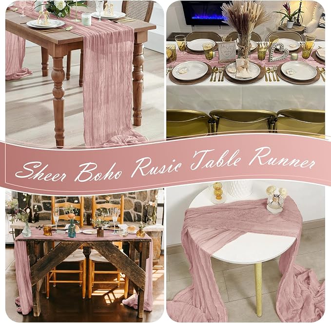 30 Pack Dusty Pink Cheesecloth Table Runner 17 x 108 inch Cheese Cloth Table - Image 7