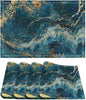 Marble Linen Placemats Set of 4 Modern Abstract Foil Stone Texture Royal Blue Gold Marble Washable Place Mats, Non Slip Placemat for Home Party Dining Tables Wedding Kitchen Banquets Decor 12x17 Inch