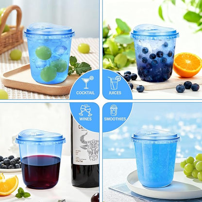 KesaPlan 50 Pack 12 oz Blue Round Bottom Plastic Party Cups - Image 5