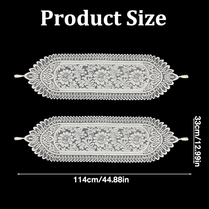 2 Pcs Doily Table Runner Crochet Table Runner - Image 3