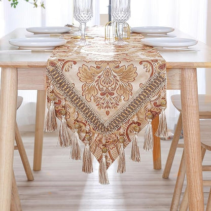 Luxury Vintage Table Runner Embroidery Jacquard Fabric by Fhberni
