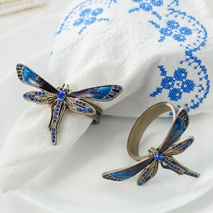 Dragonfly Napkin Ring Set of 4, Decorative Table Settings - Image 4