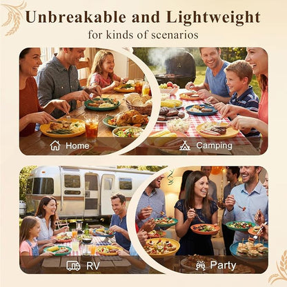 Wheat Straw Plate 8 Inch, Unbreakable Dinner Plates Set of 8, Microwave & - Image 7
