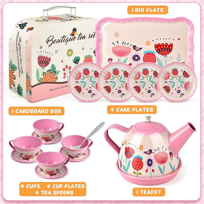 Tea Party Set for Little Girls, Flower Tea Sets Toys for Toddlers Girls Age 3 4 - Image 3