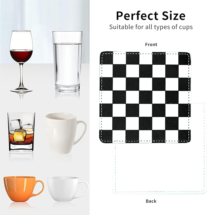 Marble Coasters Square Leather Drinks Coaster Set - Image 5