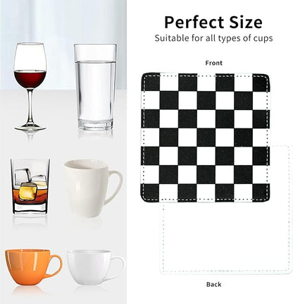 Marble Coasters Square Leather Drinks Coaster Set - Image 5
