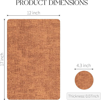MOSAYT Faux Leather Placemats Set of 6, Heat Resistant Wipeable Washable Vinyl Place Mats with Coasters, Waterproof Oil Proof Table Mats for Kitchen Dining Party Indoor Outdoor, 12" x 17", Orange