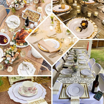 Cinnamon Rose Hard Plastic Dinner Plates, 50 Pack 11" Disposable Round Baroque - Image 5