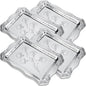 4 Pack 18.9" x 12.8" Large Silver Serving Trays for Dessert Table Stainless Steel Silver Platters Floral Engraved Mirror Serving Platters for Wedding, Cookies, Desserts, Party Food Display