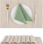 Leetaltree Lightsteel Beige with Yellow Placemats Set of 8 - Heat Resistant Non-Slip Place mats for Dining Table, Washable Durable PVC Vinyl Woven Table Mats (Lightsteel Beige with Yellow, 8)