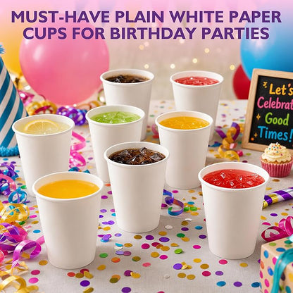 8 oz White Paper Coffee Cups, Disposable Hot Cups - Image 5