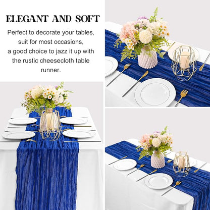 Royal Blue 10FT Cheesecloth Table Runner Boho Gauze Fabric Table Runner Rustic - Image 3
