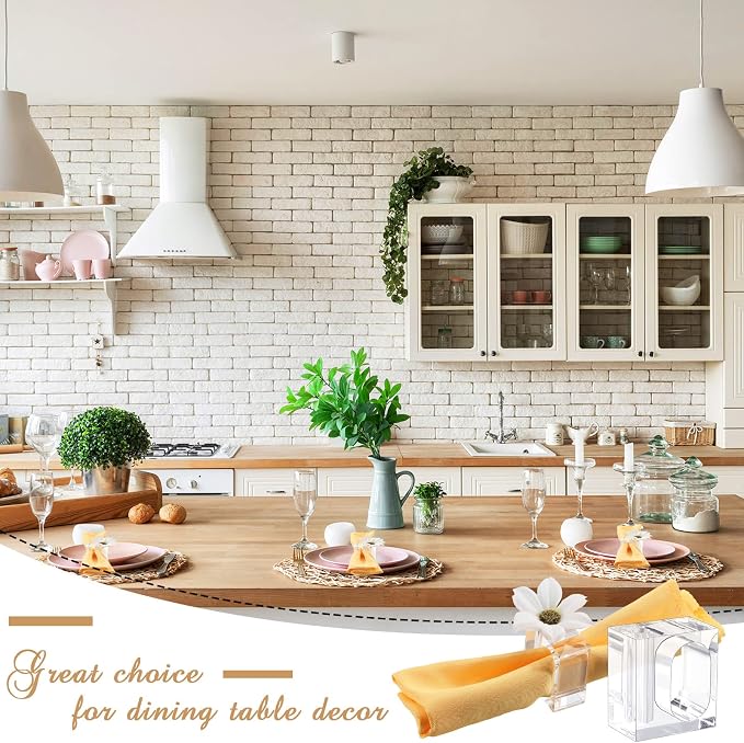 12 Pcs Acrylic Napkin Rings Clear Napkin Holder Bulk | Square Flower Bud Vase - Image 5