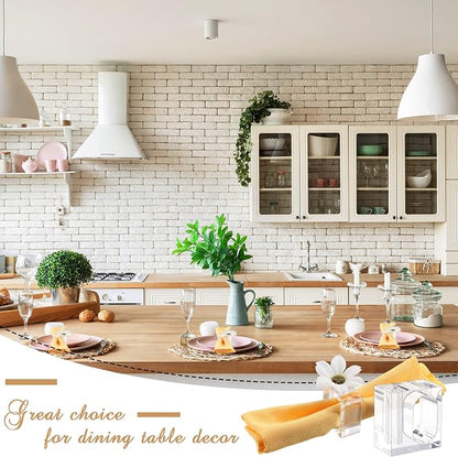 12 Pcs Acrylic Napkin Rings Clear Napkin Holder Bulk | Square Flower Bud Vase - Image 5