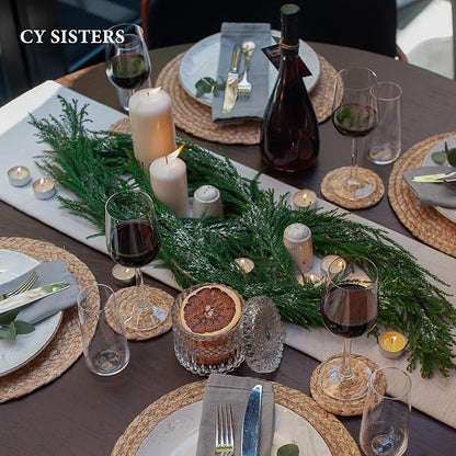Woven Placemats Round Placemats Set of 6, 13.5 Inch Wicker Placemat Circle - Image 5