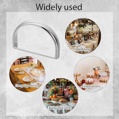 6 Pcs Metal Napkin Ring Modern Serviette Buckles Semicircle Metal Silver - Image 6