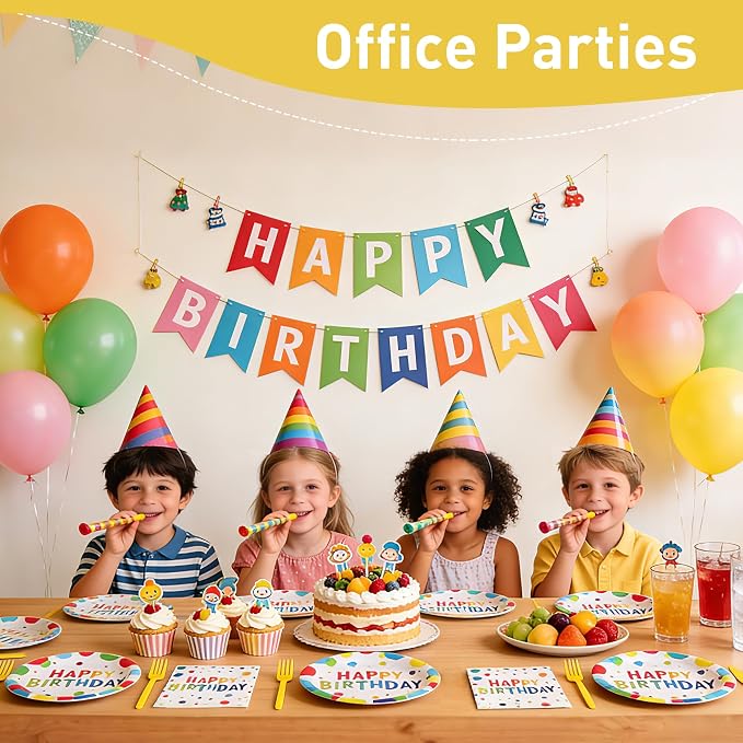 100 Pcs Disposable Birthday Party Tableware Set - Image 4