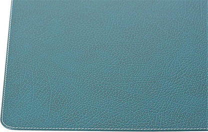 Nikalaz Set of 6 Placemats Made of Recycled Leather (18"x13", Petroleum Green)