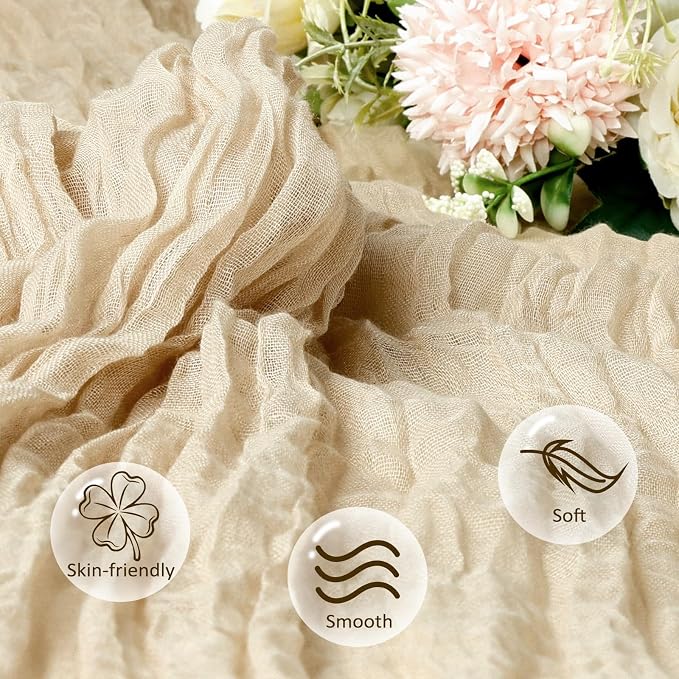 12 Pack Beige Cheesecloth Table Runner 10ft Boho Gauze Fabric Cheese Cloth - Image 4