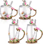 Nuanchu 4 Sets Flower Glass Tea Cups by Nuanchu