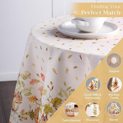 Maison d' Hermine Table Cloth Round Table 100% Cotton 69 Inches Fall Tablecloth Reusable Everyday Use for Thanksgiving Christmas Decorations Dining Farmhouse Party (Pumpkin Garden - Cloudy Cream)