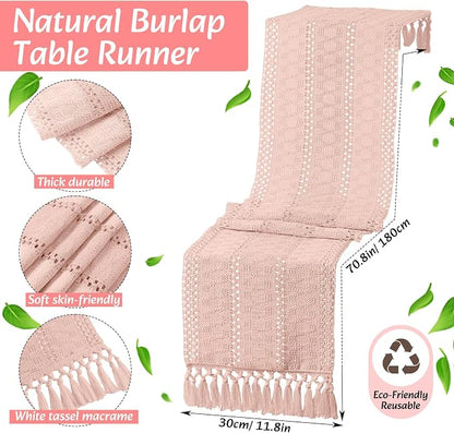 6 Sets Boho Decoration Placemats Round Woven Placemats, Cloth Napkins, Wood - Image 3