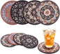 Bohemian Round Coasters Set of 4,Vintage Mandala Coasters for Drinks Absorbent Rubber Drink Coaster for Cup with Non Slip Backing Coffee Table Wine Glass Home Bar 4.7 inch