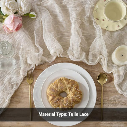 3 Pack Cream White Cheesecloth Table Runners, 120 Inch 10Ft Ivory Gauze Table - Image 5