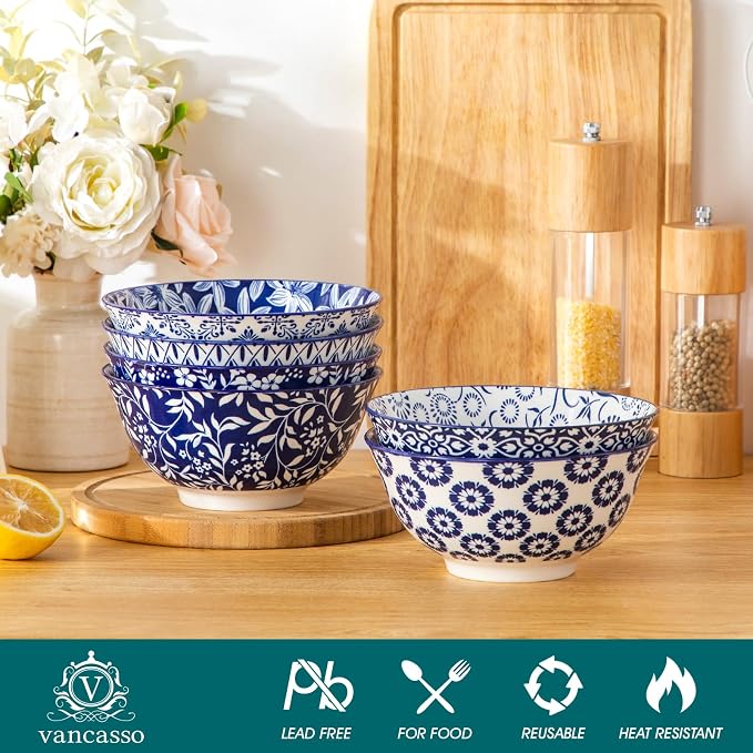 vancasso SELENE 24 oz Ceramic Cereal Bowls, Dishwasher & Microwave Safe - Image 3