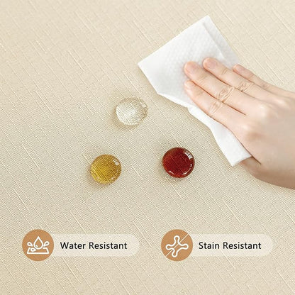 Fabric Beige 54 x 72 Inch Rectangle Table Cloth Faux Linen Textured Water Resistant & Washable Rectangular Tablecloth Anti-Scratch for Dining Kitchen Party