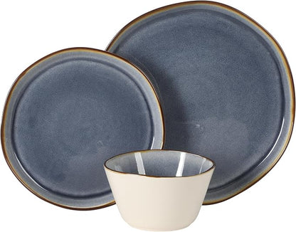 Gibson Elite Algeria River Plates and Bowls Sets, 12-Piece Stoneware Dinnerware - Image 8
