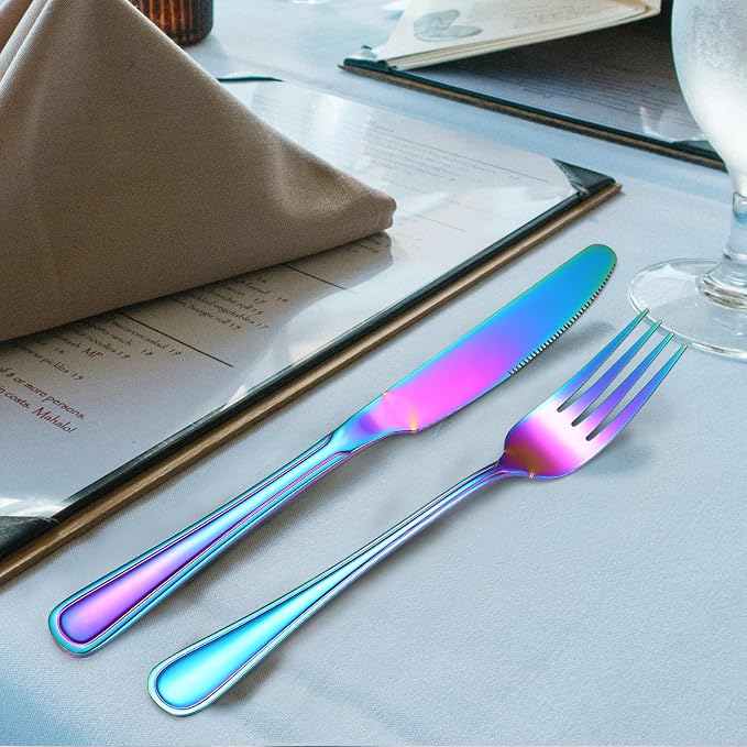 Colorful Forks Spoons Knives Silverware Rainbow Flatware Set - Image 3