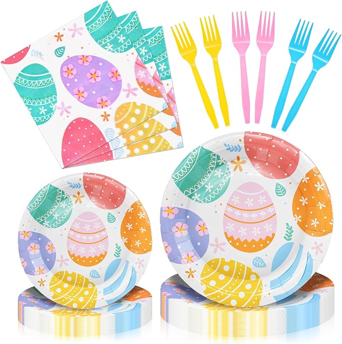 96 Pieces Easter Day Tableware Set Party Supplies by GistomeHome