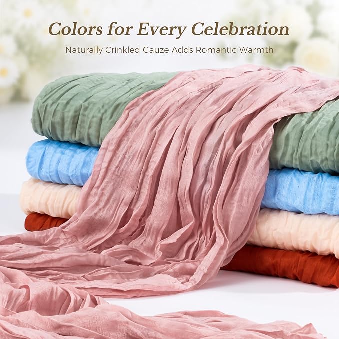 10 Pack Dusty Pink Cheesecloth Gauze Table Runners, 35x120 Inch | Extra Wide - Image 6