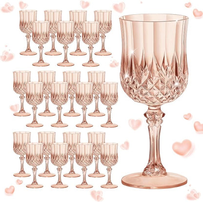 7OZ Plastic Wine Glasses, Reusable Vintage Goblets Unbreakable Drinking Glasses by Unknown