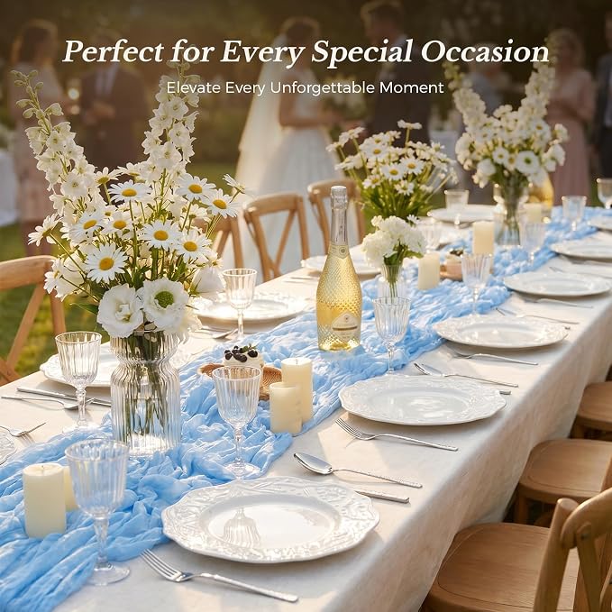 10 Pack Baby Blue Cheesecloth Gauze Table Runners, 35x120 Inch | Extra Wide - Image 5