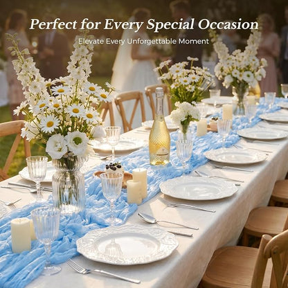 10 Pack Baby Blue Cheesecloth Gauze Table Runners, 35x120 Inch | Extra Wide - Image 5