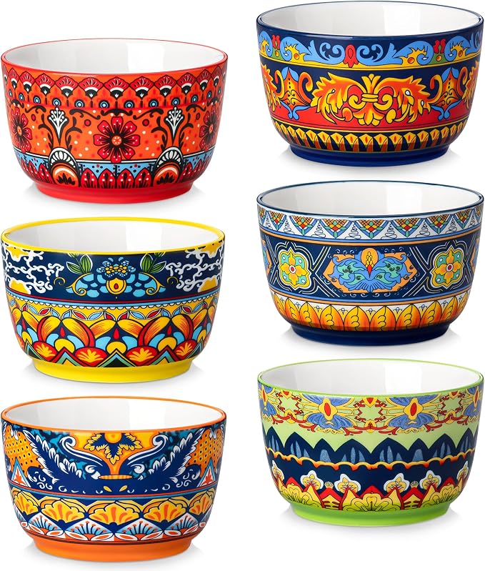 vancasso Ramekins 8 oz Oven Safe, Bohemian Style Creme Brulee Ramekin Set of 6 by vancasso