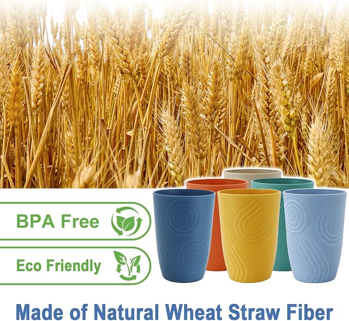 Wheat Straw Cups 16 OZ, Plastic Drinking Glasses, Drinking Cup, Unbreakable - Image 2