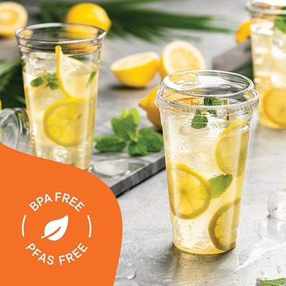 24 oz Clear Plastic Cups with Strawless Sip Lids - Image 4