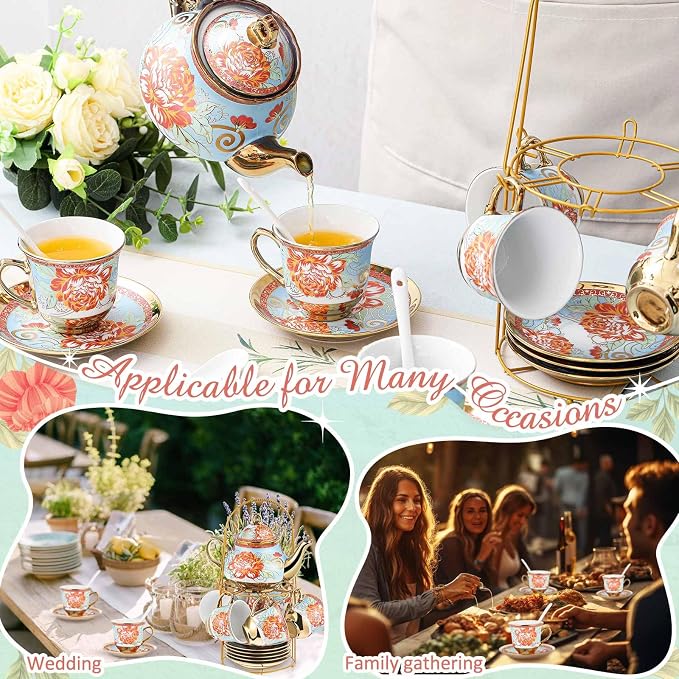 Zhehao 20 Pcs Porcelain Tea Set - Image 4
