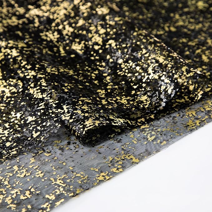 SiinvdaBZX Black Gold Sheer Tulle Table Runner 120 Inch/10 Ft Long | Gauze - Image 5