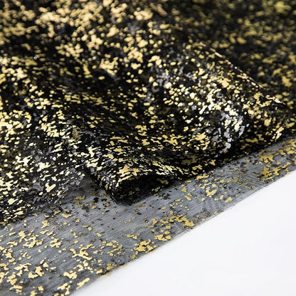 SiinvdaBZX Black Gold Sheer Tulle Table Runner 120 Inch/10 Ft Long | Gauze - Image 5