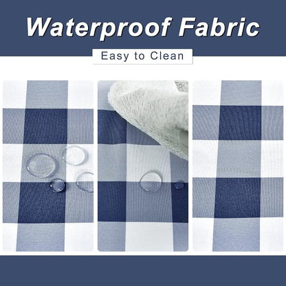 Buffalo Plaid Table Runner Navy Blue and White 14W x 60L, 1 Piece | Waterproof - Image 5